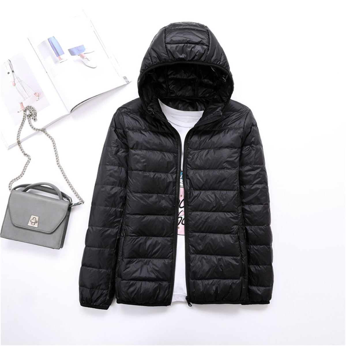 Liyanna | Plus Size Lightweight Hooded Long Sleeve Puffer Jacket for Women