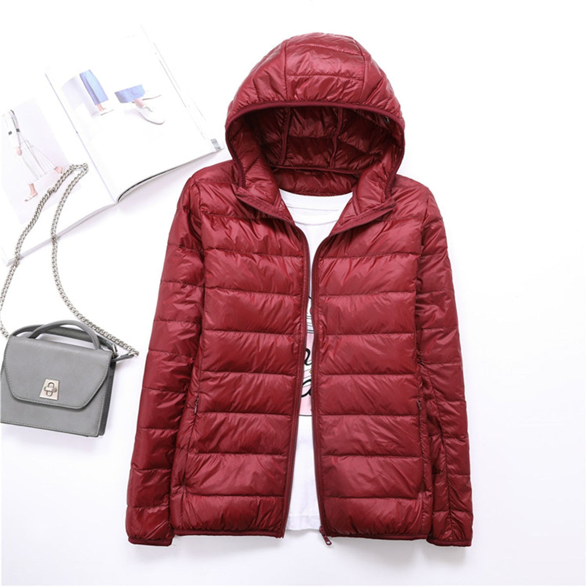 Liyanna | Plus Size Lightweight Hooded Long Sleeve Puffer Jacket for Women