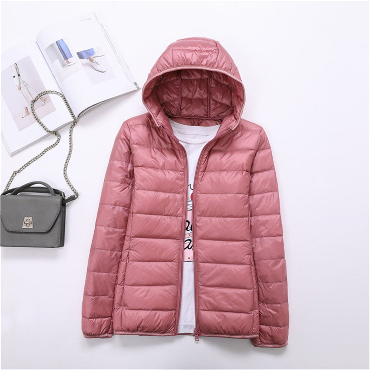 Liyanna | Plus Size Lightweight Hooded Long Sleeve Puffer Jacket for Women