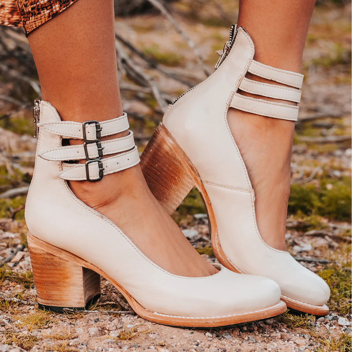 Elsa | Vintage Leather Strap Heels for Women