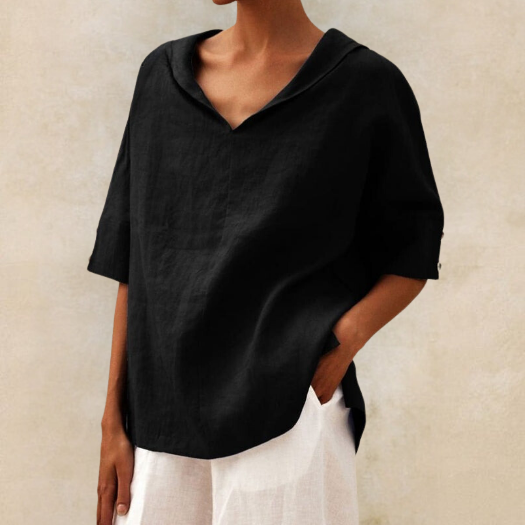 Lilia | Elegant V-Neck Work Pullover Top for Women