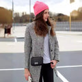 Amara | Long Wool-Blend Coat with Single-Button Closure for Women