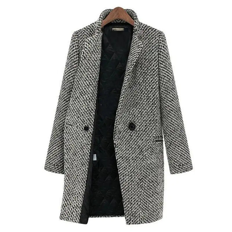 Amara | Long Wool-Blend Coat with Single-Button Closure for Women