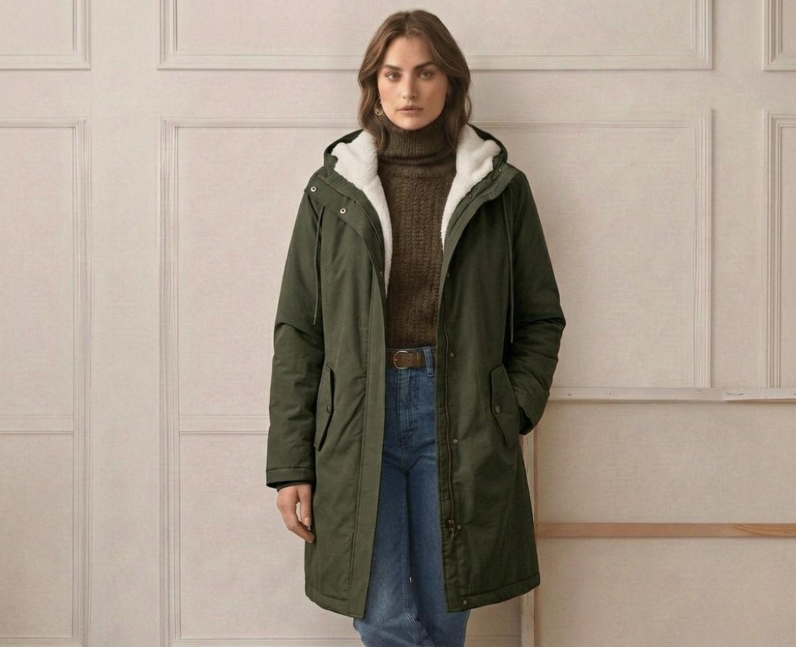 Marjorie | Hooded Longline Weatherproof Coat with Plush Lining for Women