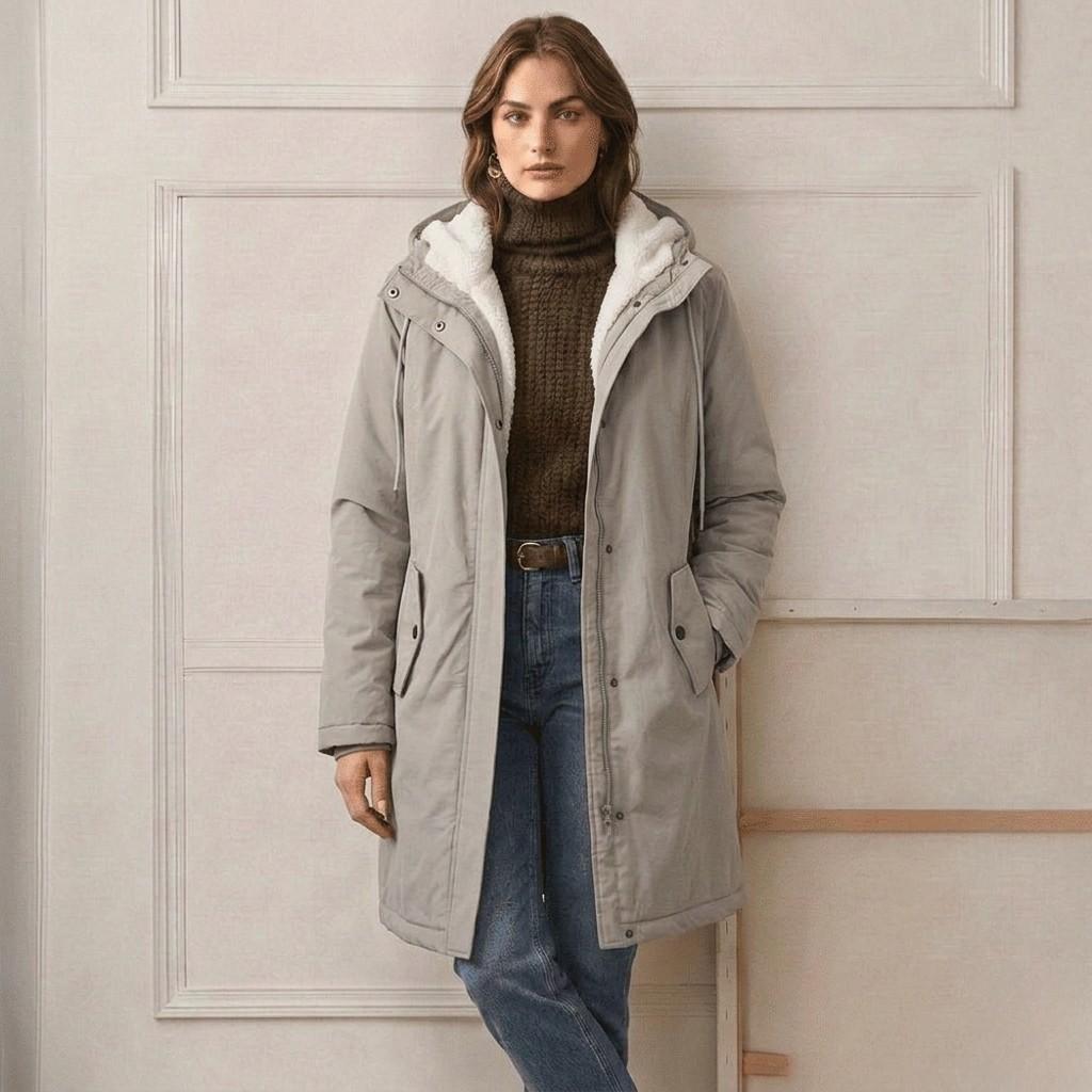 Marjorie | Hooded Longline Weatherproof Coat with Plush Lining for Women