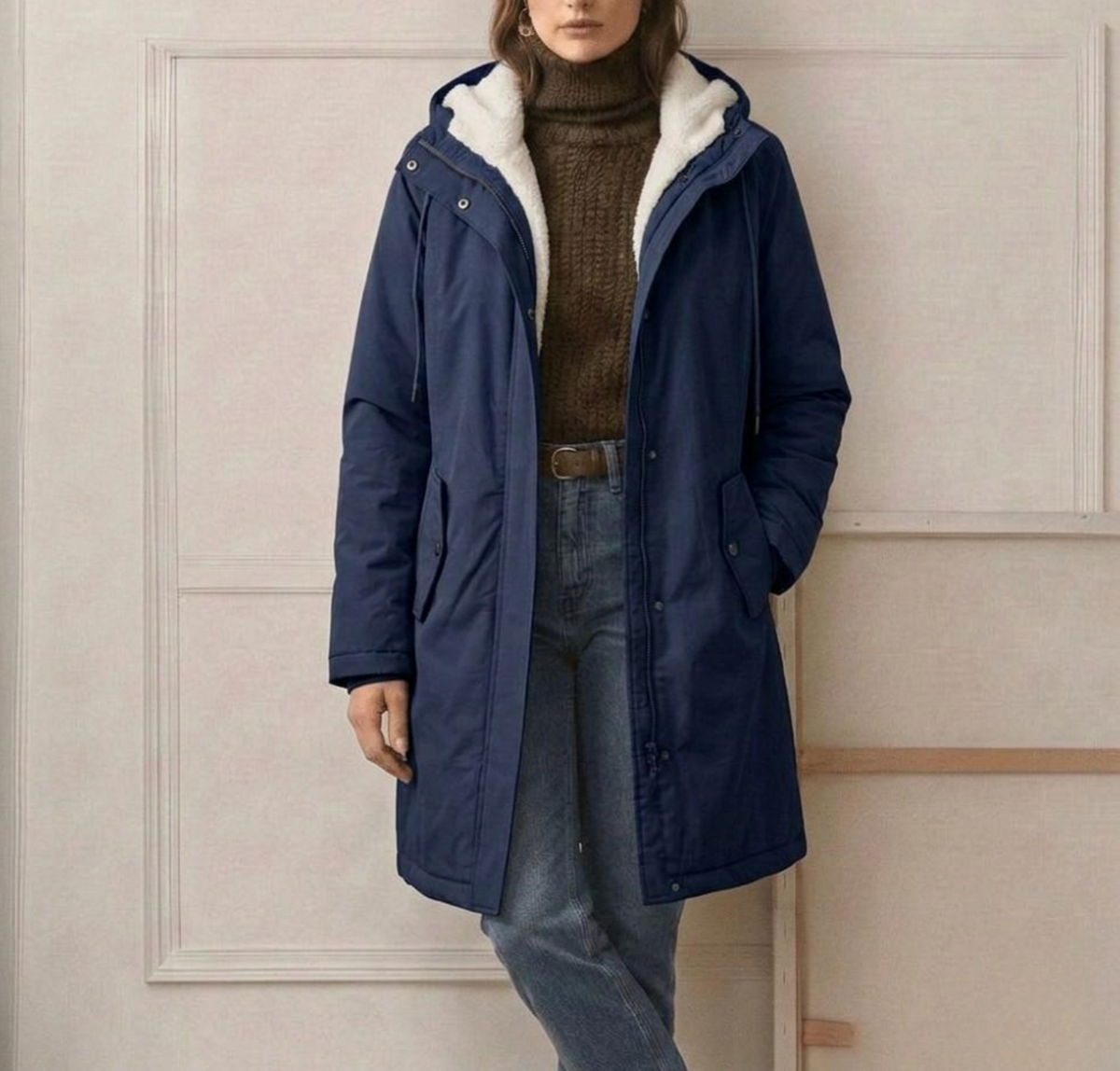 Marjorie | Hooded Longline Weatherproof Coat with Plush Lining for Women