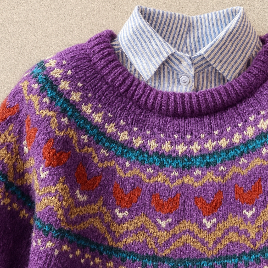 Solva | Classic Vintage Nordic Knit Sweater for Women