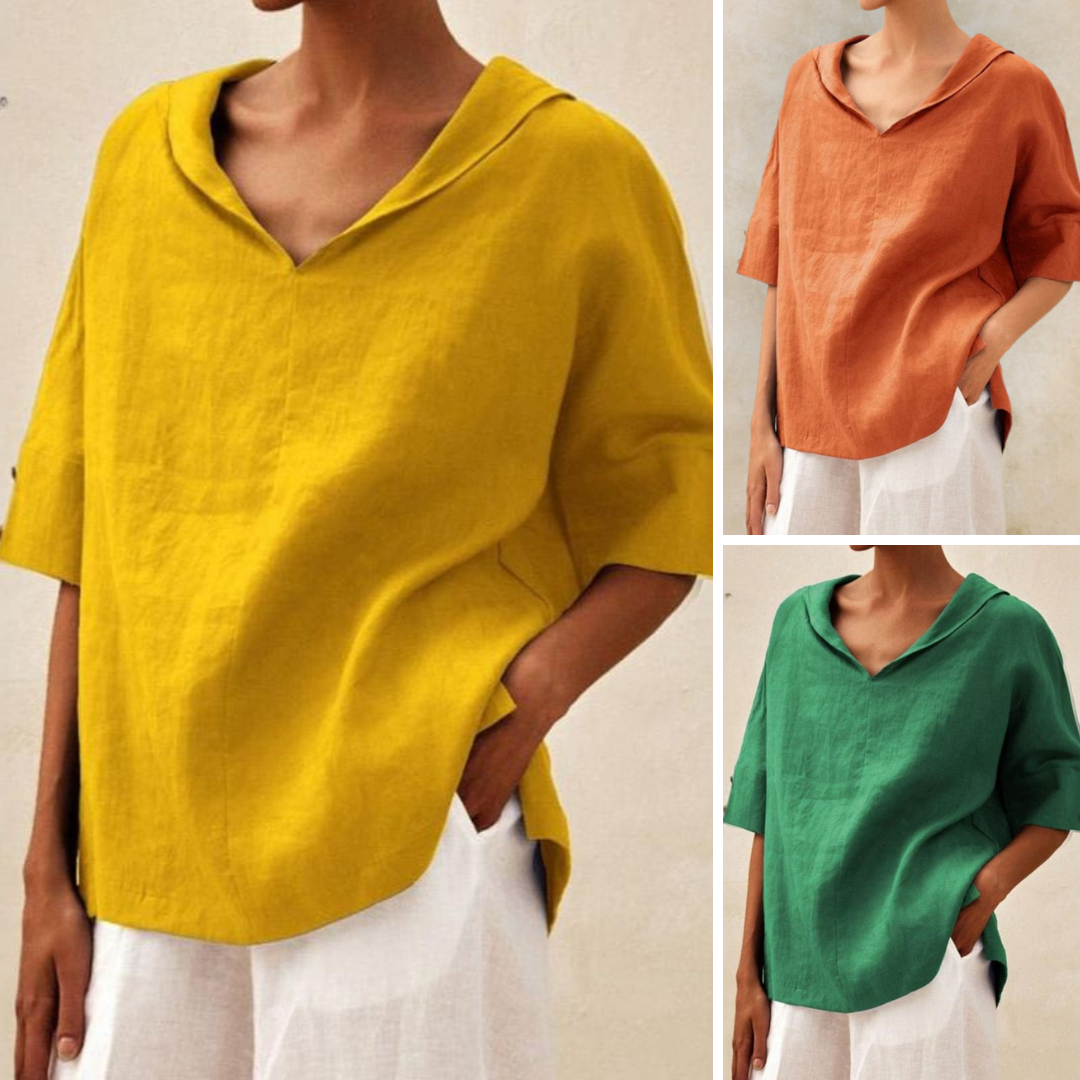Lilia | Elegant V-Neck Work Pullover Top for Women