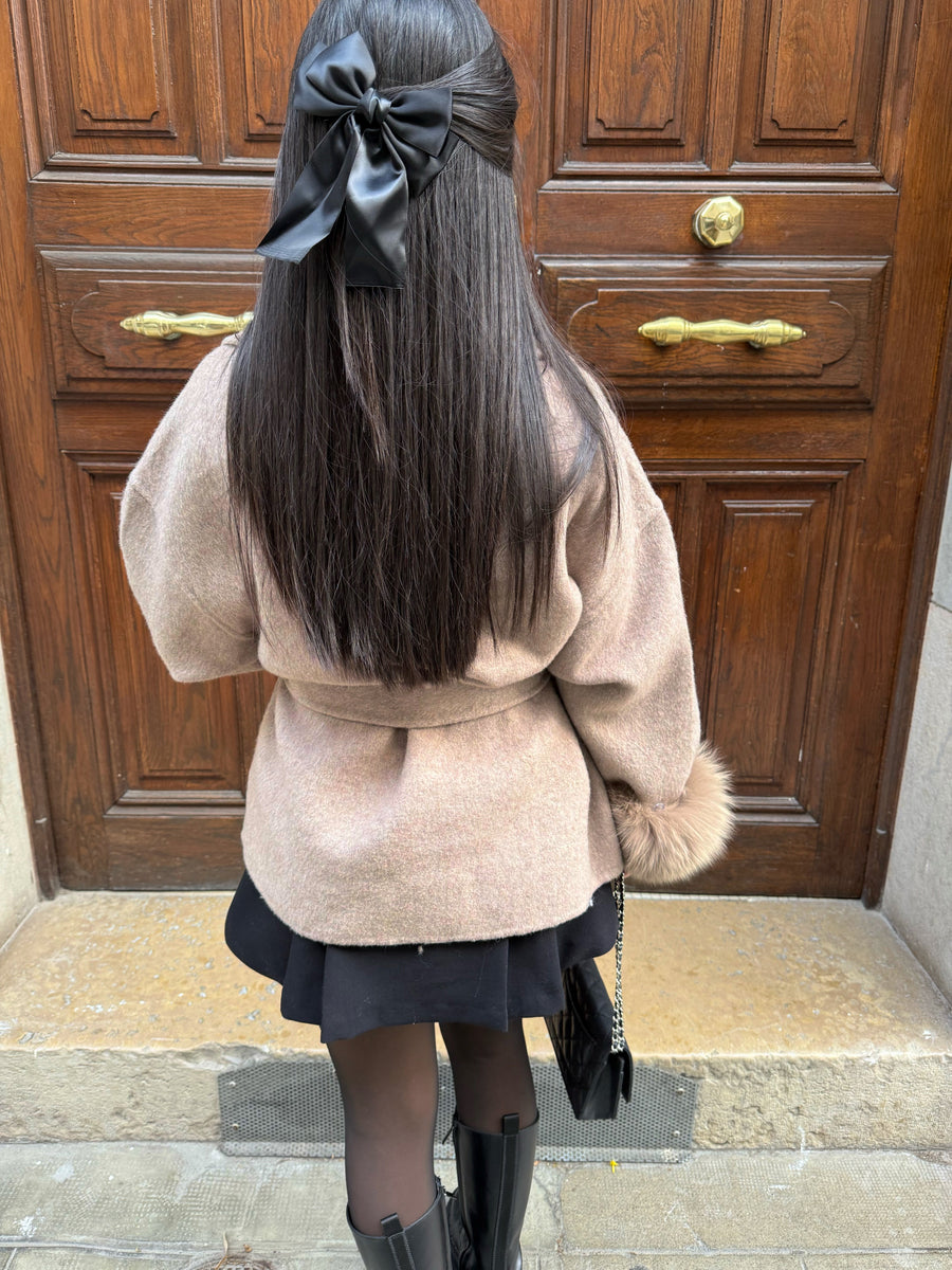 Leonora | Elegant Belted Winter Coat with Faux-Fur Accents for Women