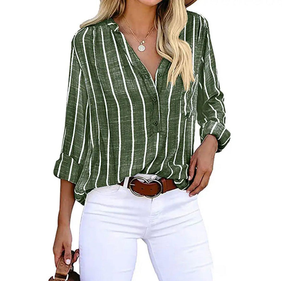 Brinley | Stylish Striped Button-Up Top for Women