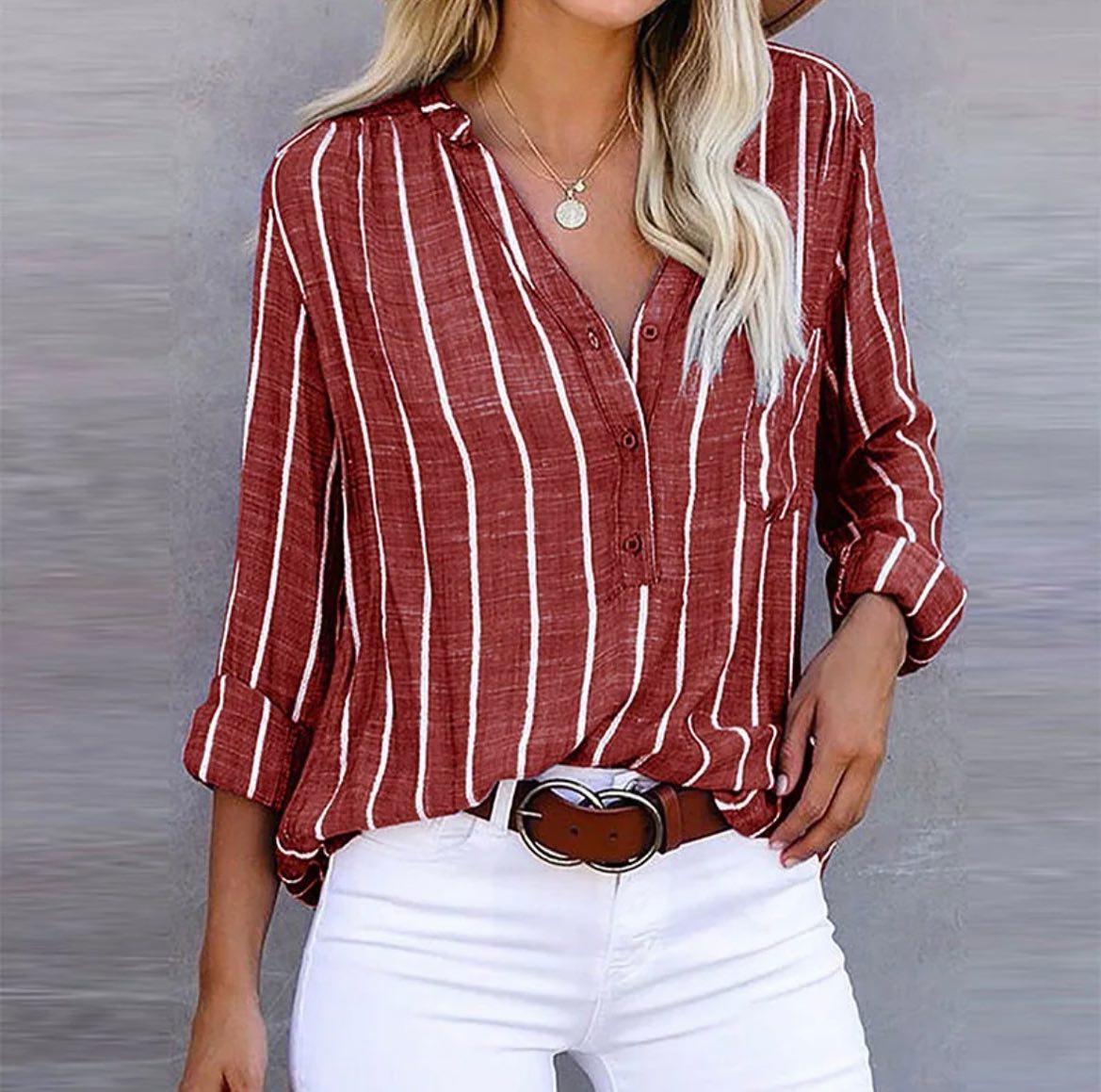 Brinley | Stylish Striped Button-Up Top for Women