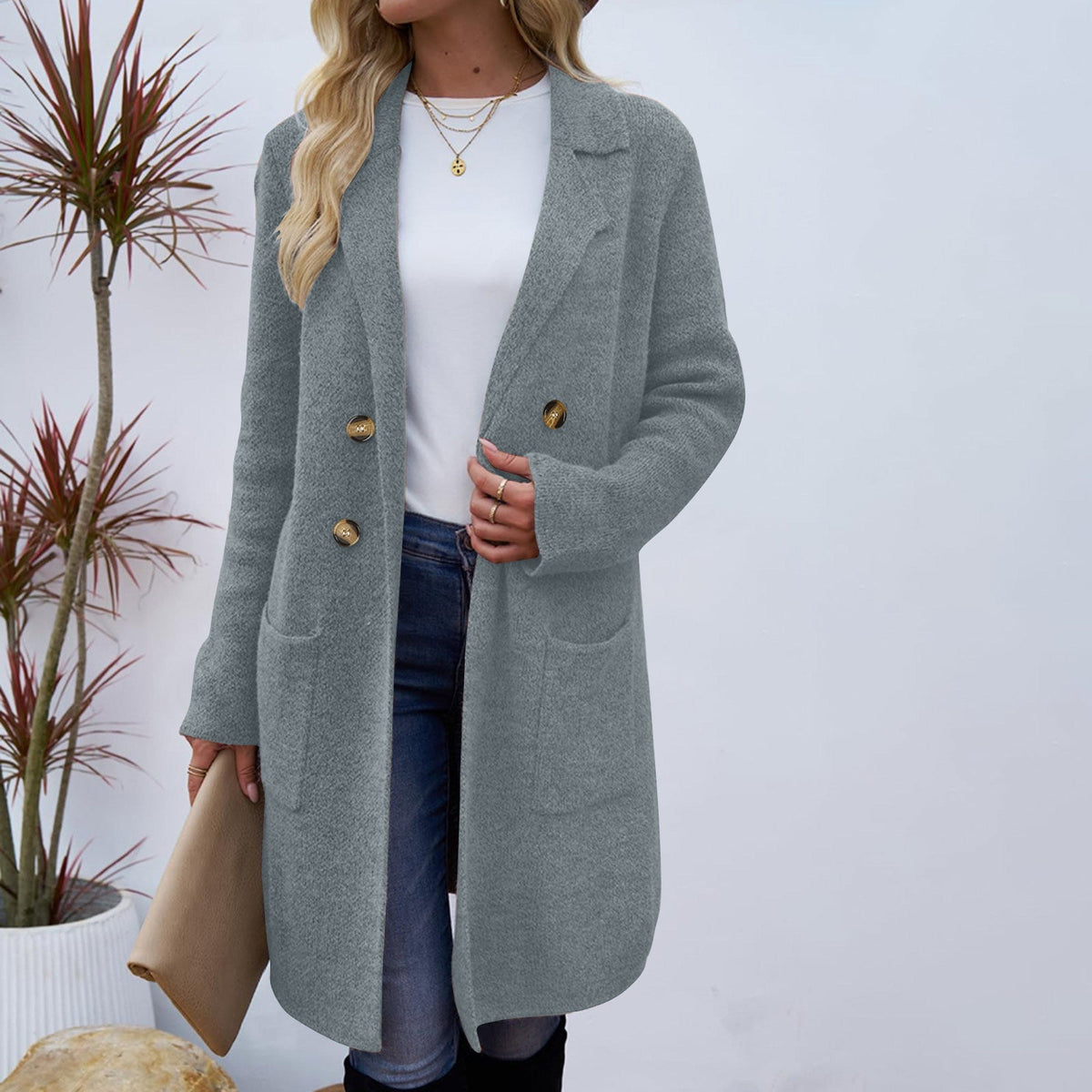 Zahara | Casual Long Sleeve Mid-Length Coat for Women