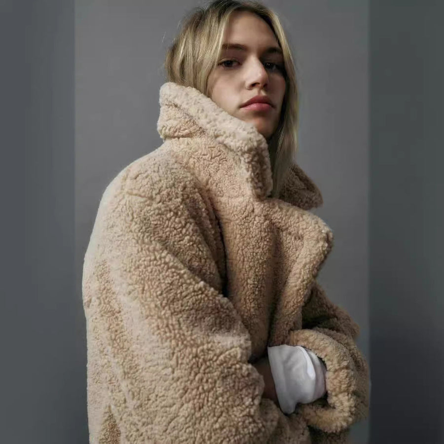 Isadora | Luxe Teddy Double-Breasted Overcoat for Women