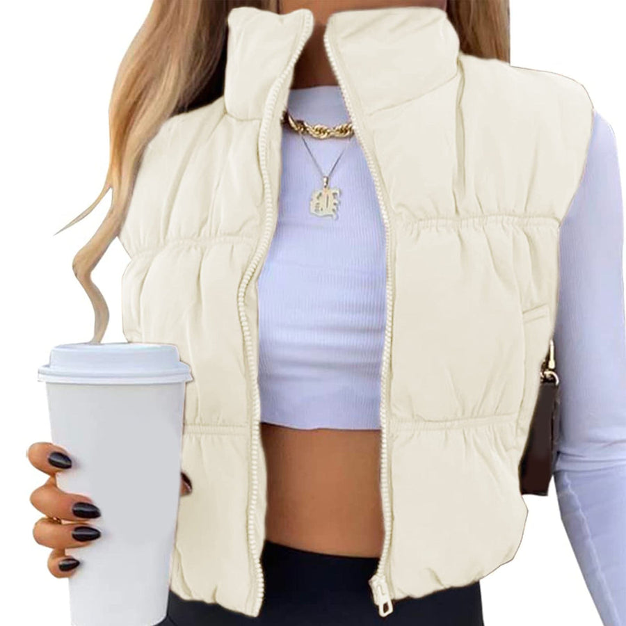 Caroline | Sleeveless Zip-Up Puffer Vest with Stand Collar for Women