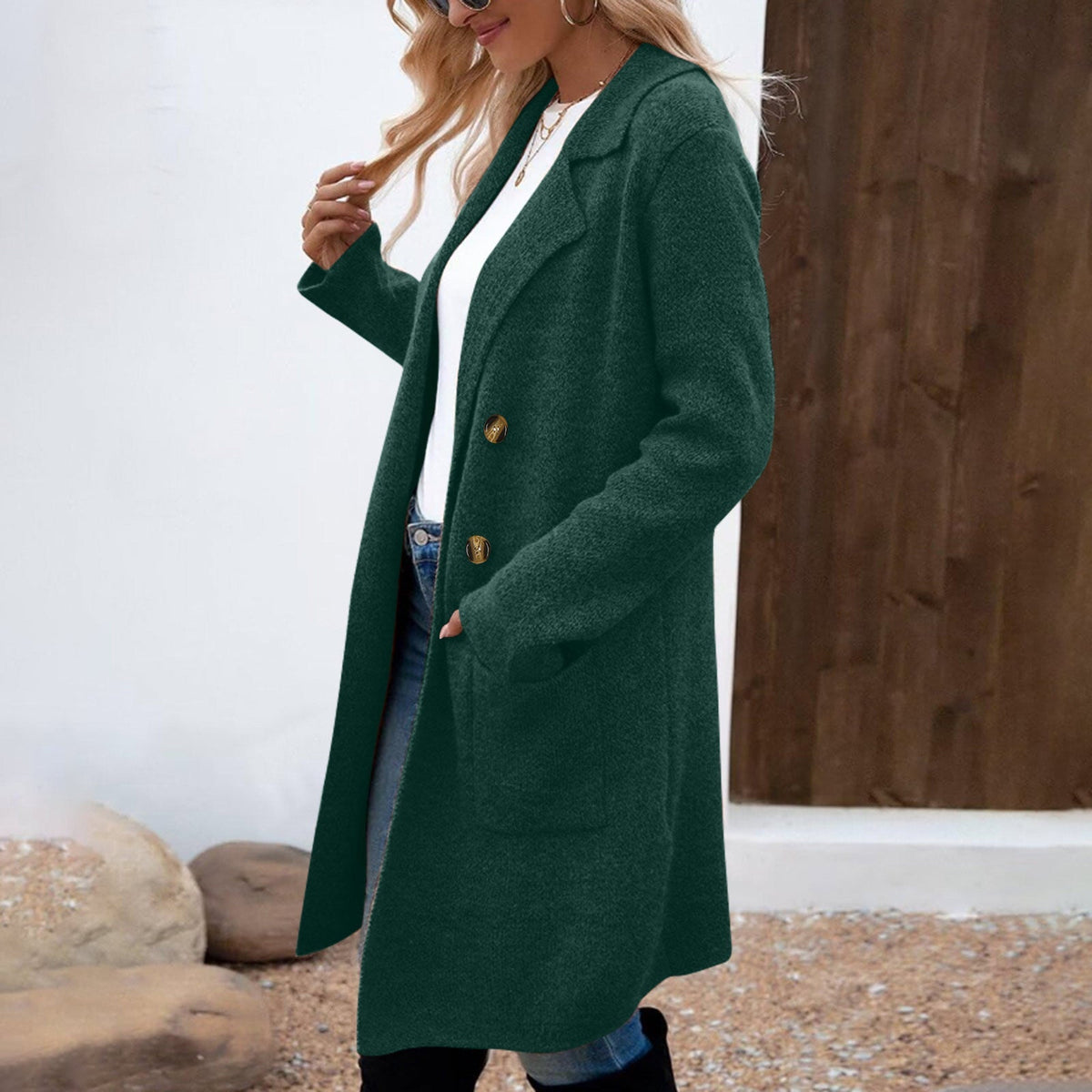 Zahara | Casual Long Sleeve Mid-Length Coat for Women