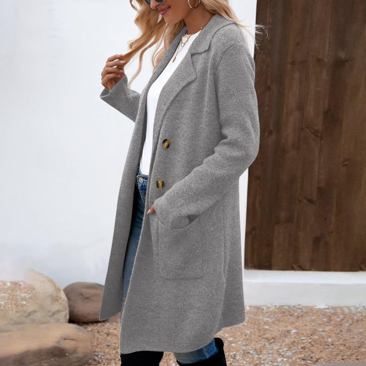 Zahara | Casual Long Sleeve Mid-Length Coat for Women