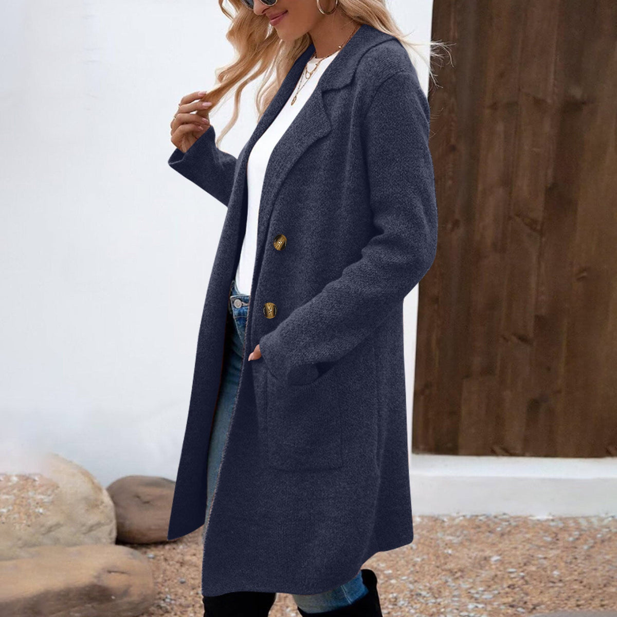 Zahara | Casual Long Sleeve Mid-Length Coat for Women