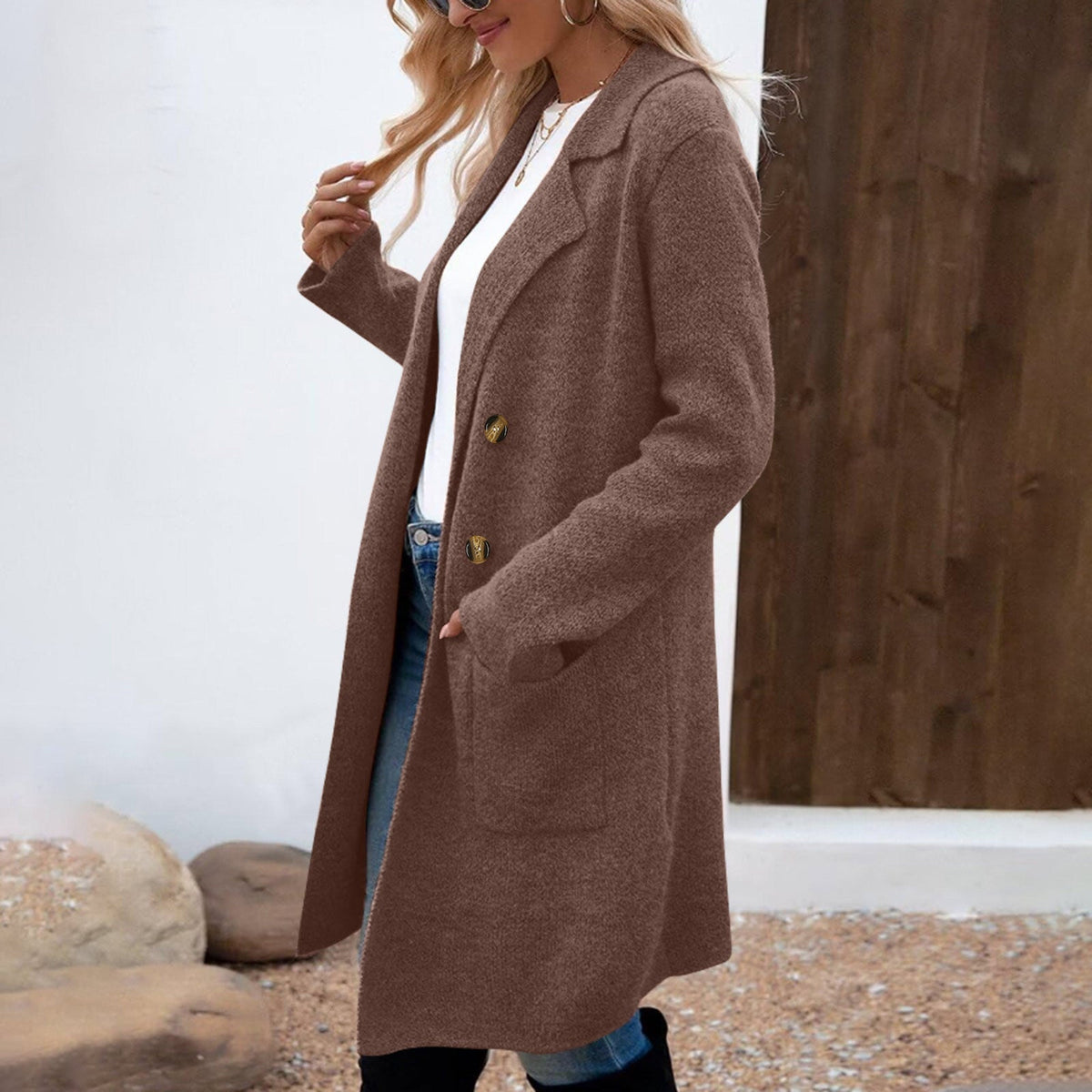 Zahara | Casual Long Sleeve Mid-Length Coat for Women