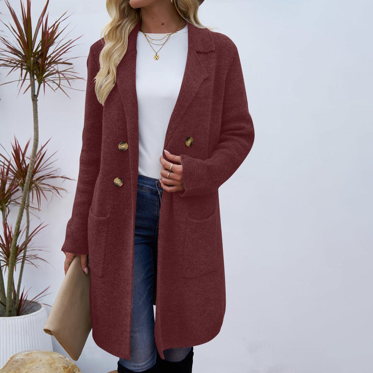 Zahara | Casual Long Sleeve Mid-Length Coat for Women