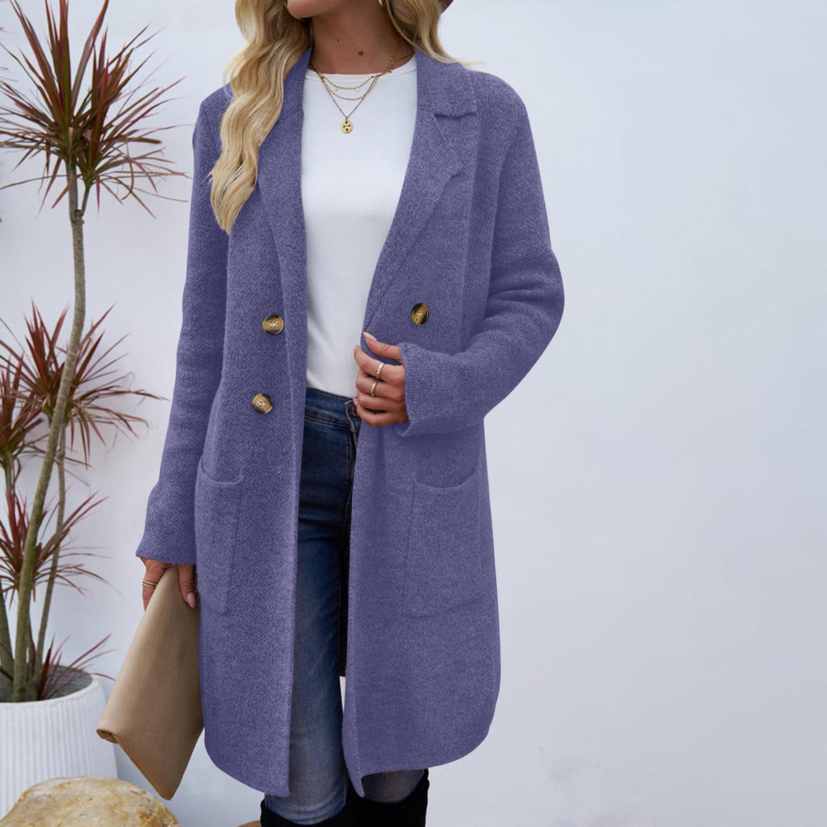 Zahara | Casual Long Sleeve Mid-Length Coat for Women