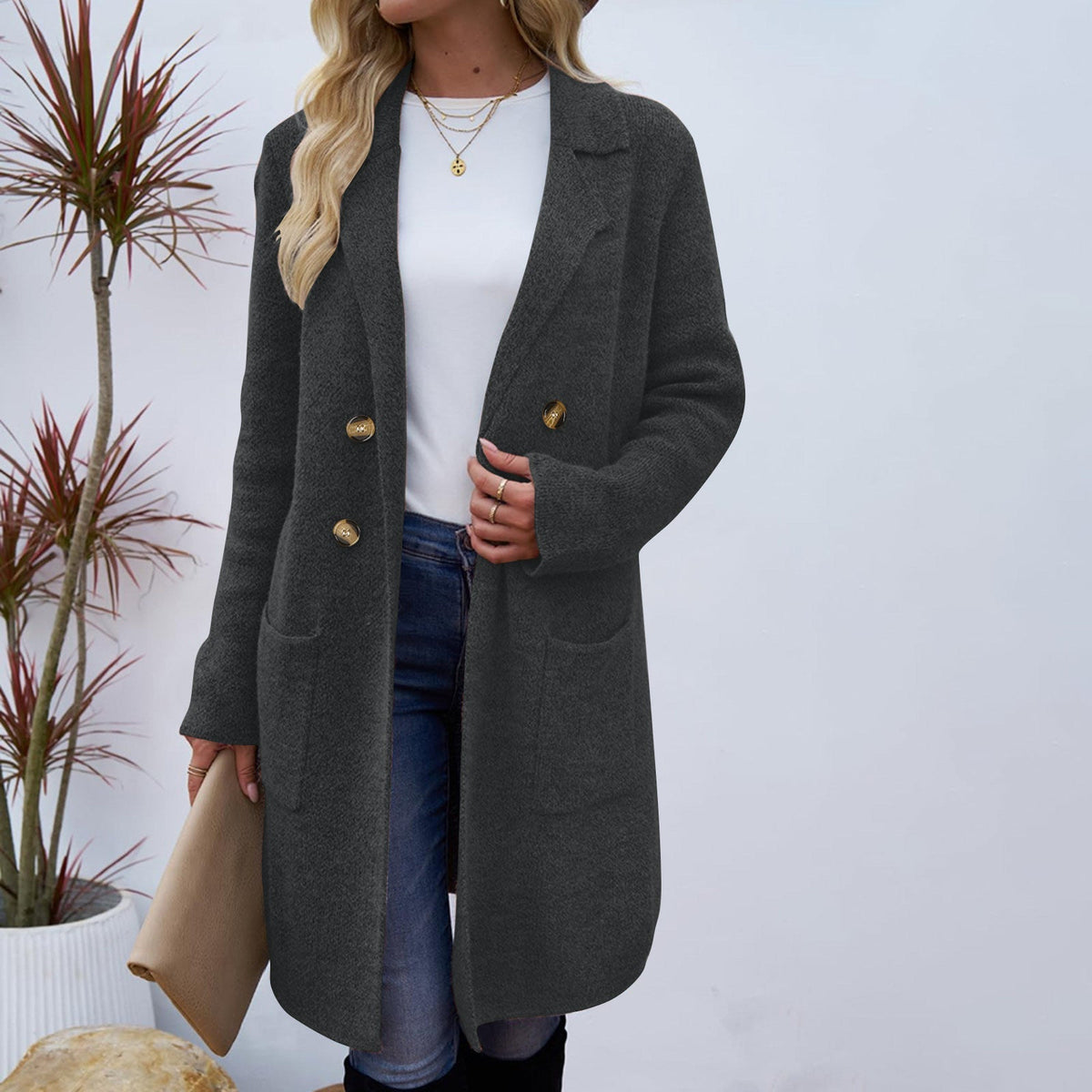 Zahara | Casual Long Sleeve Mid-Length Coat for Women