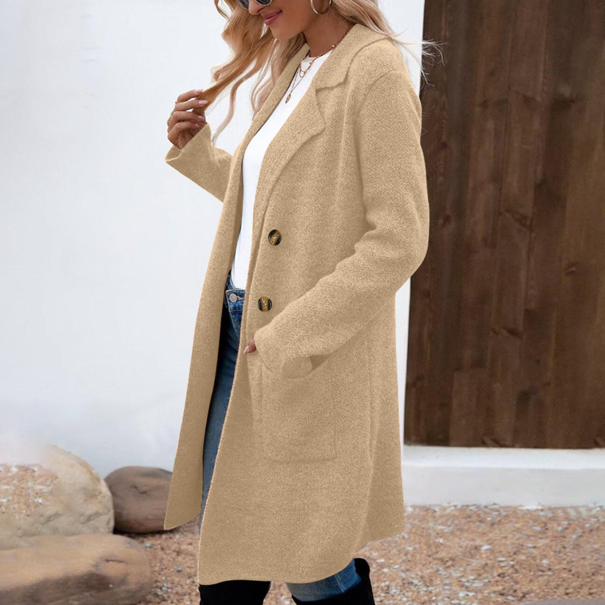 Zahara | Casual Long Sleeve Mid-Length Coat for Women