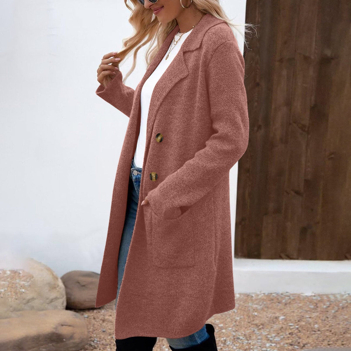 Zahara | Casual Long Sleeve Mid-Length Coat for Women