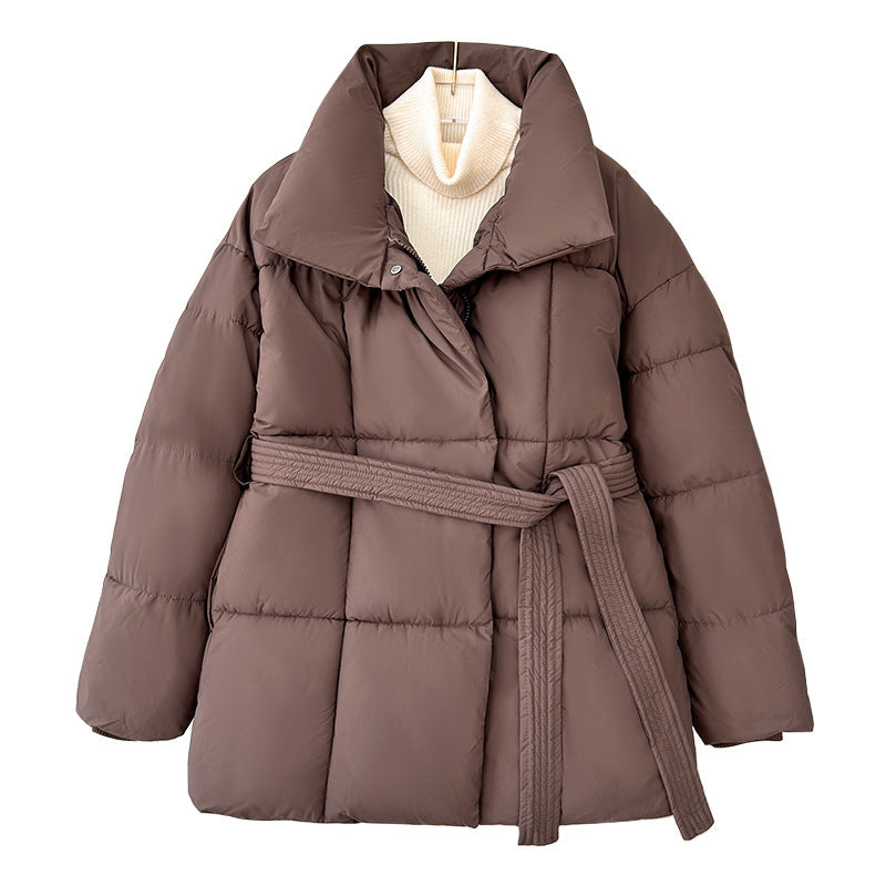 Jasmine | Thermal Stand Collar Waist-Tie Zip-Up Winter Coat for Women