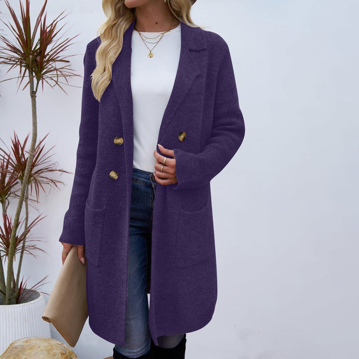 Zahara | Casual Long Sleeve Mid-Length Coat for Women