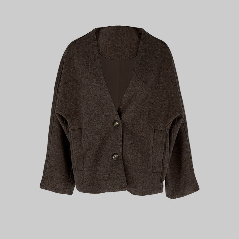 Laya | Chic Button-Down V-Neck Long Sleeve Coat for Women