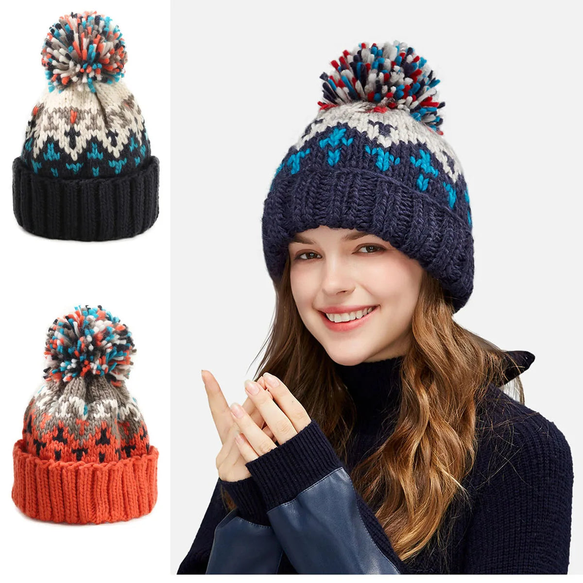 Tamara | Cozy Snowflake Pom Beanie for Women