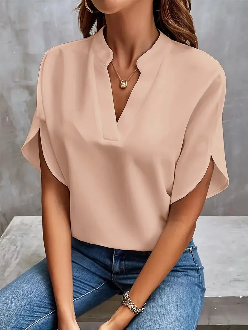 Delia | Soft Elegant V-Neck Blouse for Women