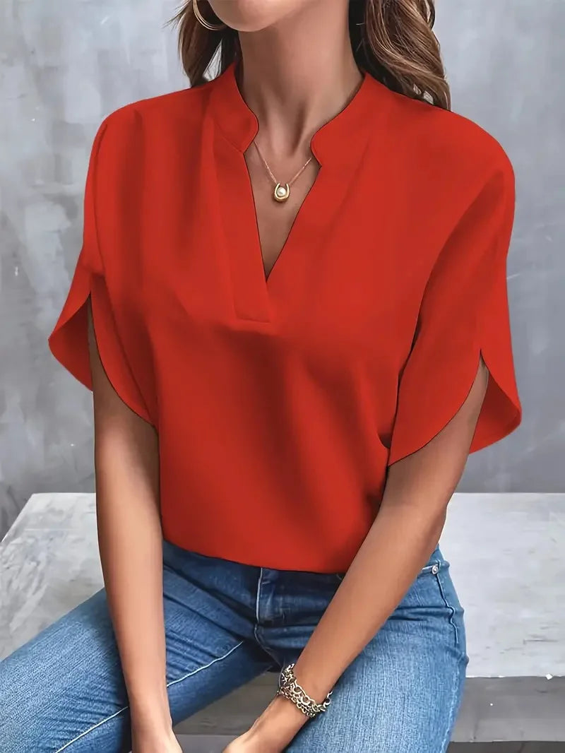 Delia | Soft Elegant V-Neck Blouse for Women