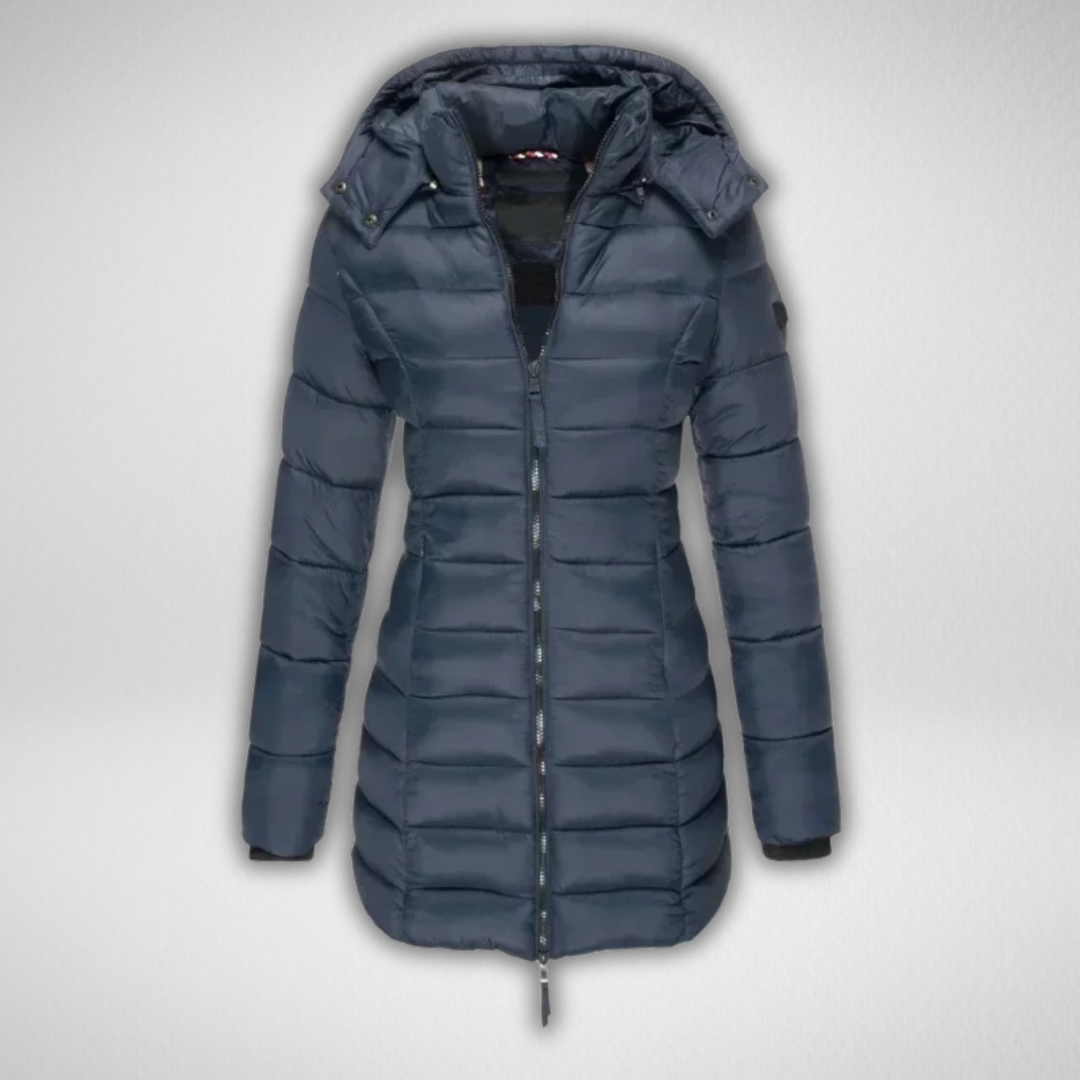 Talia | Classic Long Puffer Jacket with Detachable Hood for Women