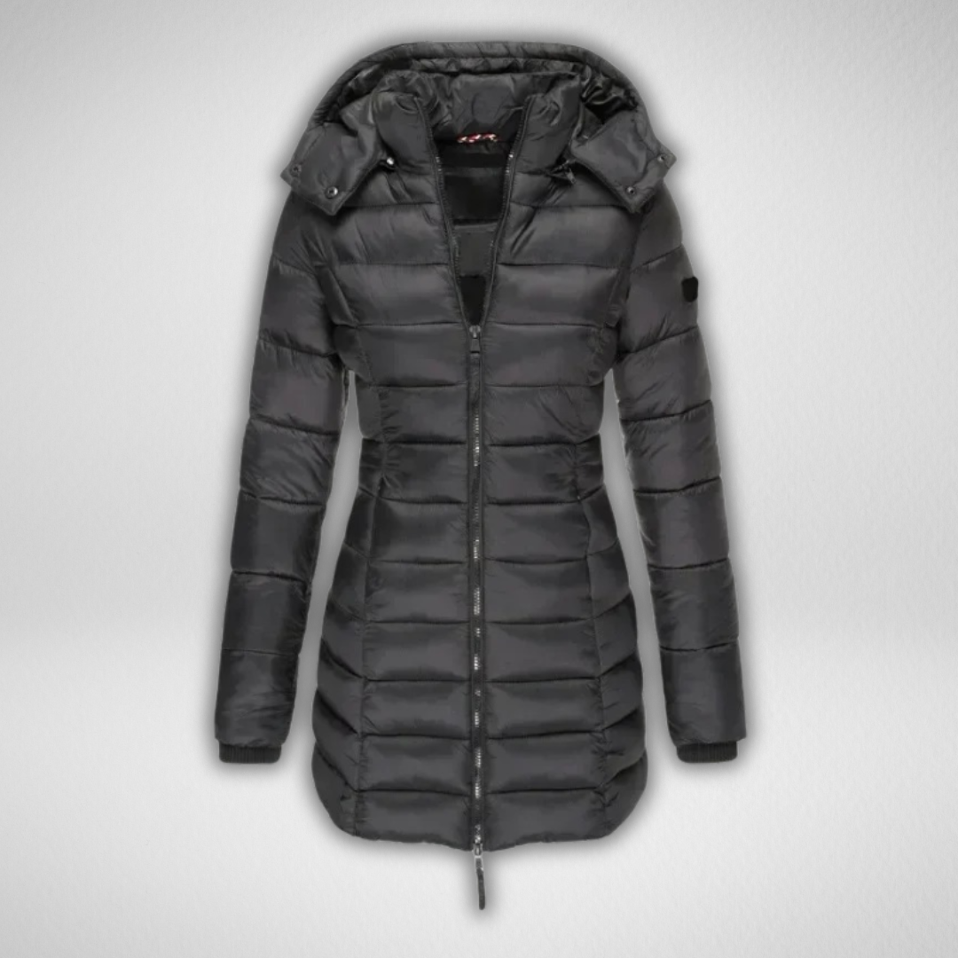 Talia | Classic Long Puffer Jacket with Detachable Hood for Women