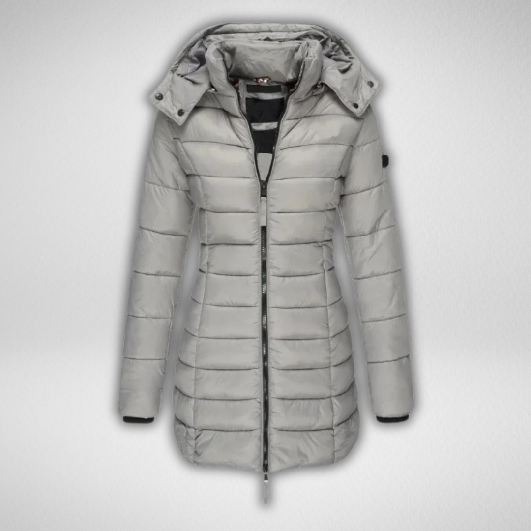 Talia | Classic Long Puffer Jacket with Detachable Hood for Women