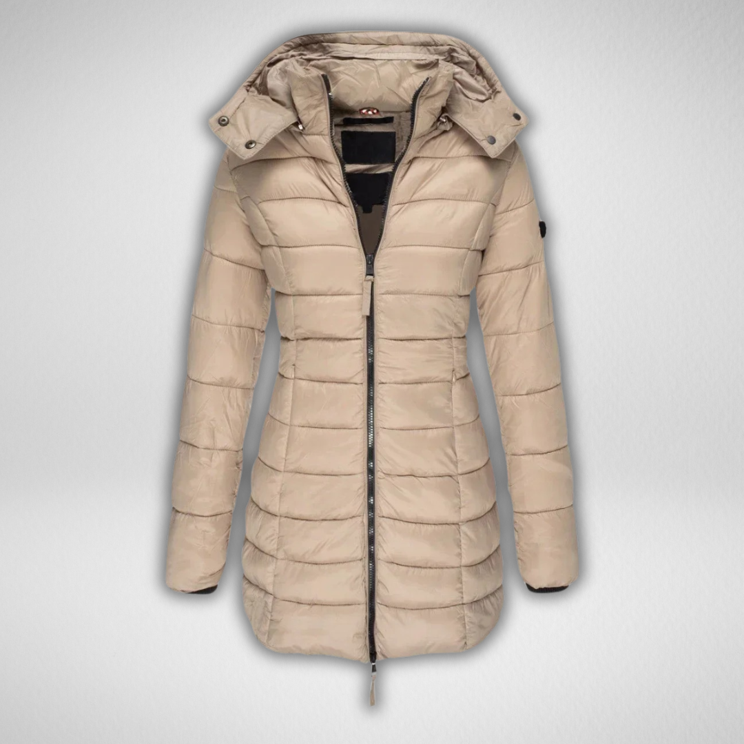 Talia | Classic Long Puffer Jacket with Detachable Hood for Women