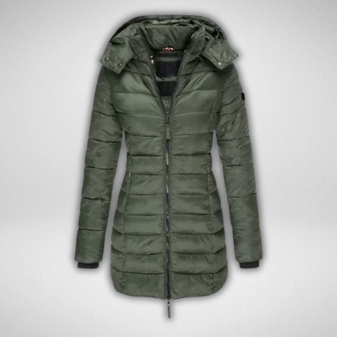 Talia | Classic Long Puffer Jacket with Detachable Hood for Women