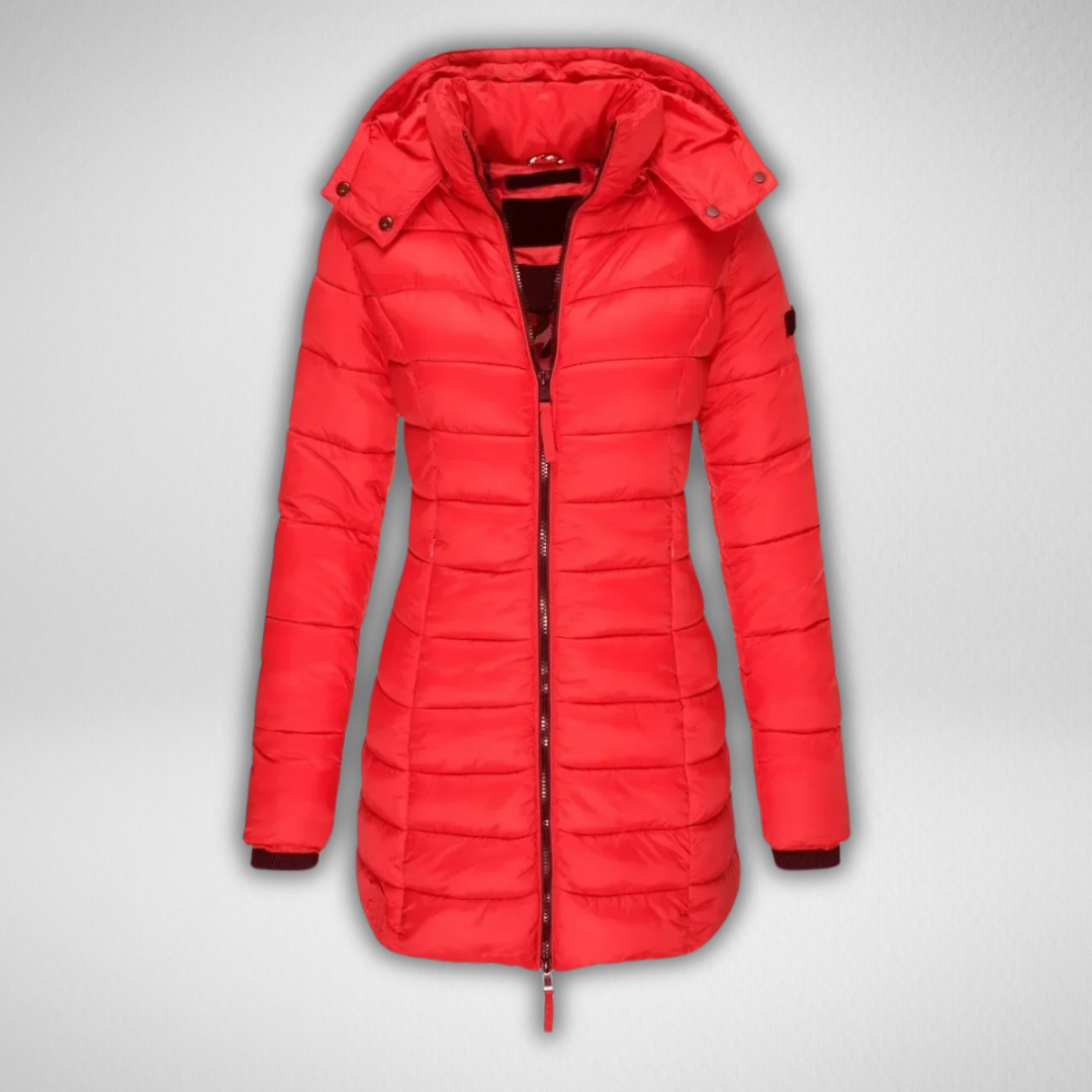 Talia | Classic Long Puffer Jacket with Detachable Hood for Women