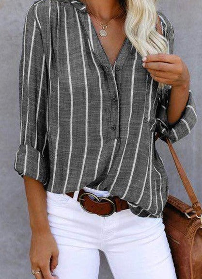 Brinley | Stylish Striped Button-Up Top for Women