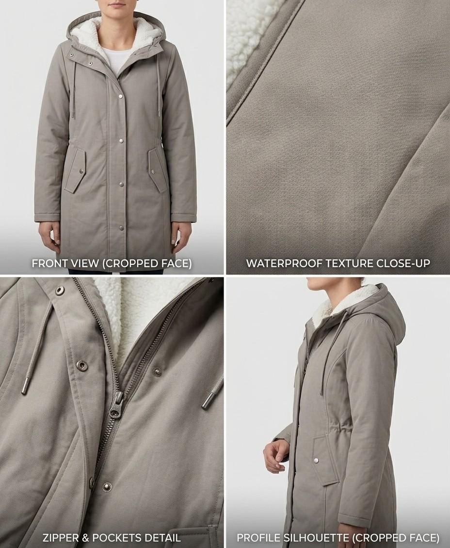 Marjorie | Hooded Longline Weatherproof Coat with Plush Lining for Women