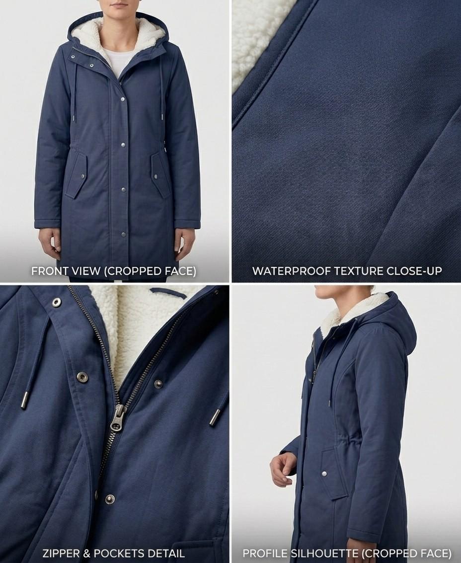 Marjorie | Hooded Longline Weatherproof Coat with Plush Lining for Women