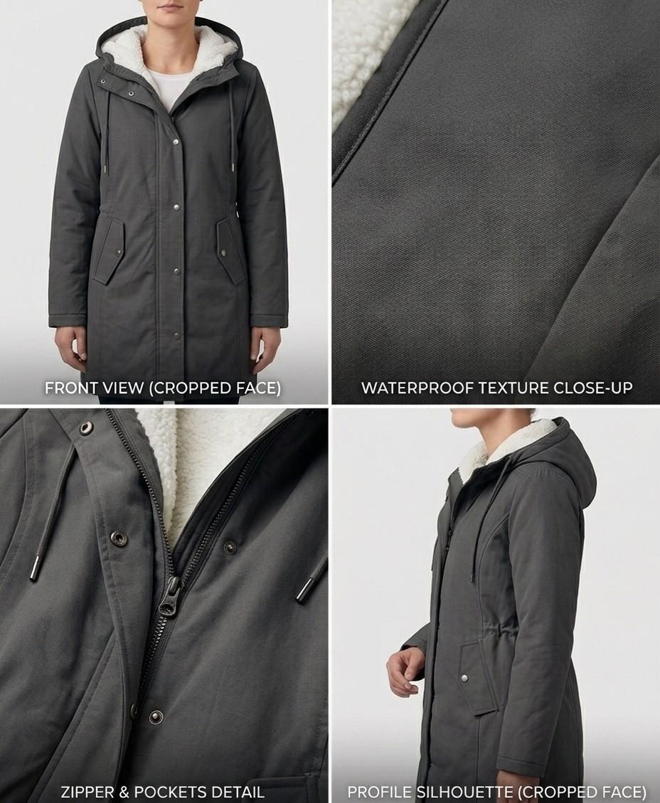 Marjorie | Hooded Longline Weatherproof Coat with Plush Lining for Women