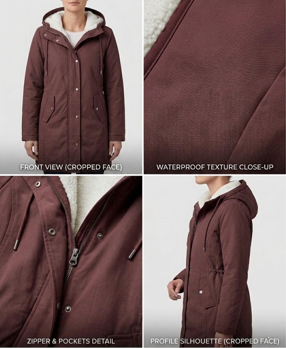 Marjorie | Hooded Longline Weatherproof Coat with Plush Lining for Women