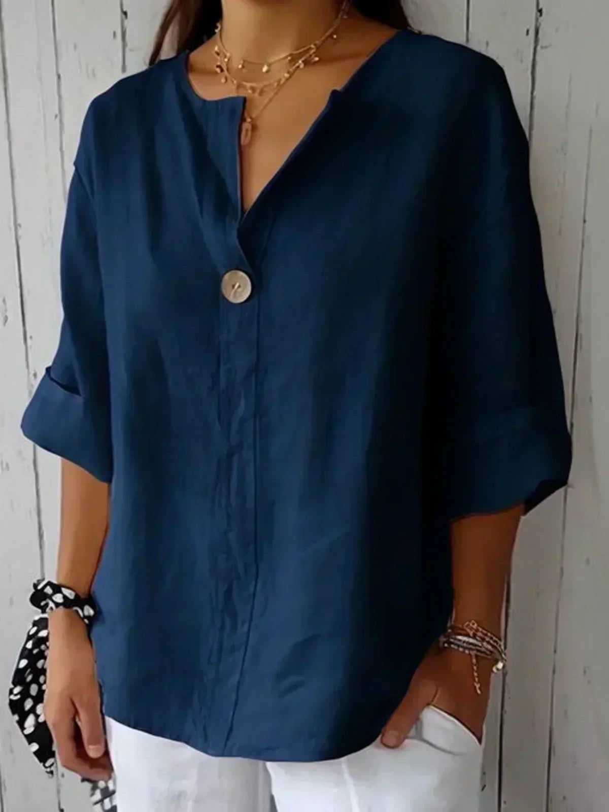Ella | Elegant V-Neck 3/4 Sleeve Blouse for Women