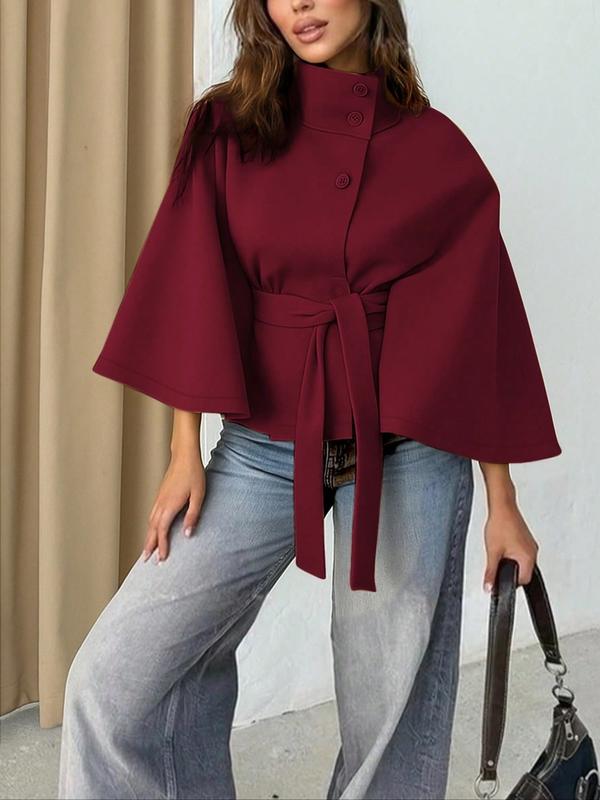 Rosemary | Buckle Belted Cape Coat for Women