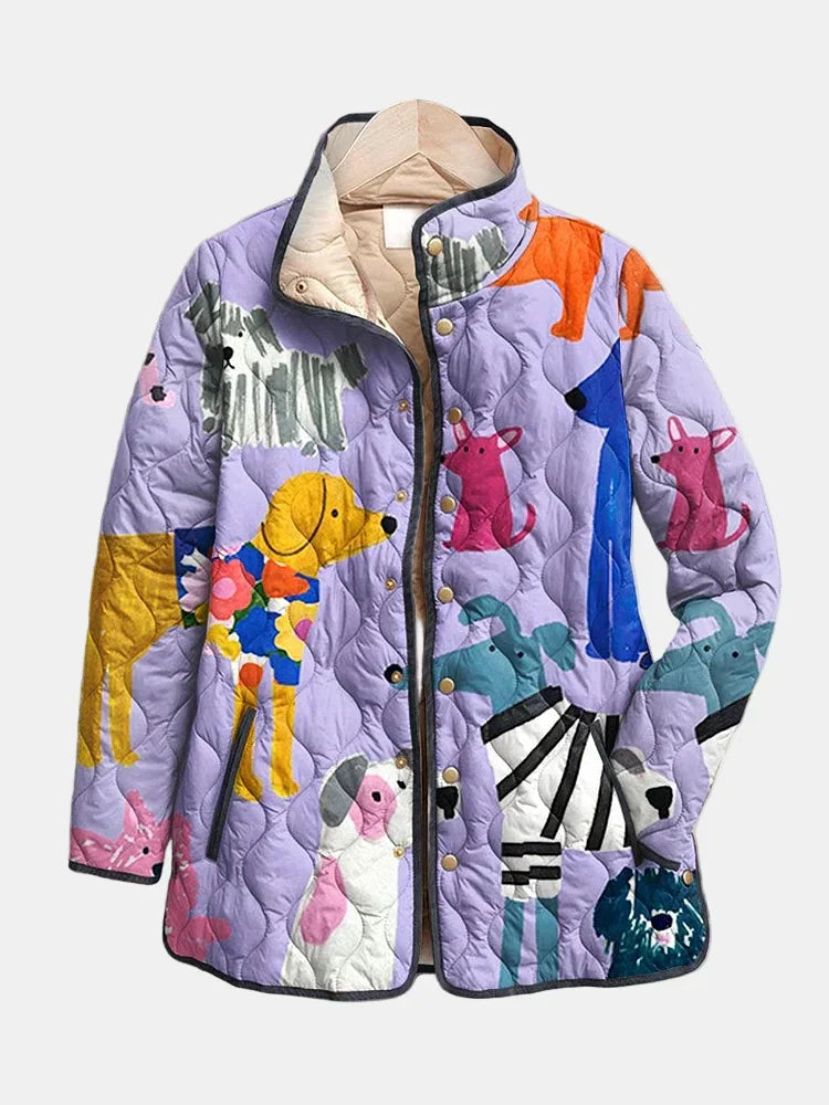 Rhea | Casual Quilted Jacket with Dog Print for Women
