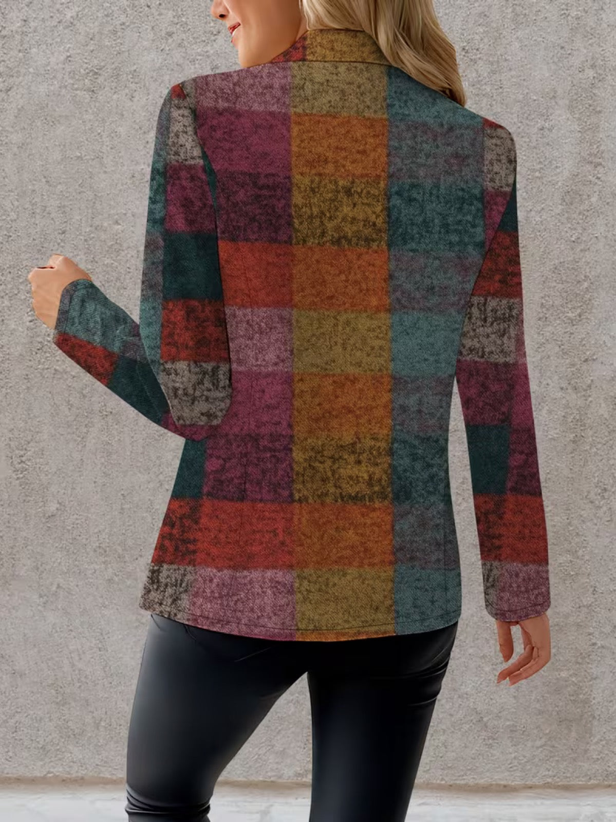 Amandine | Autumn Plaid Single-Button Tailored Blazer for Women