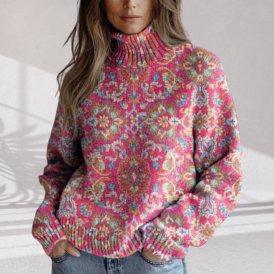 Donna | Floral Knit Turtleneck for Women