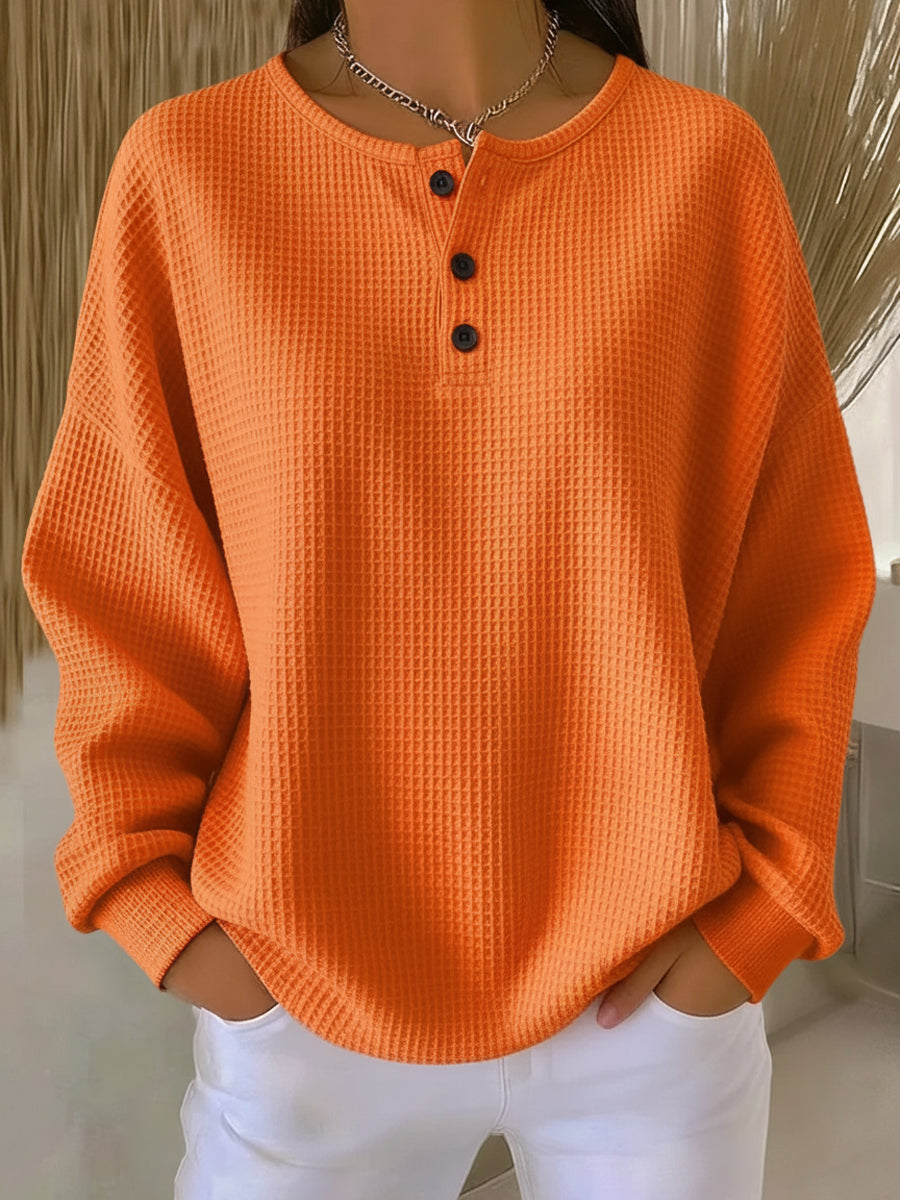 Anne | Waffle-Knit Collared Sweatshirt for Women